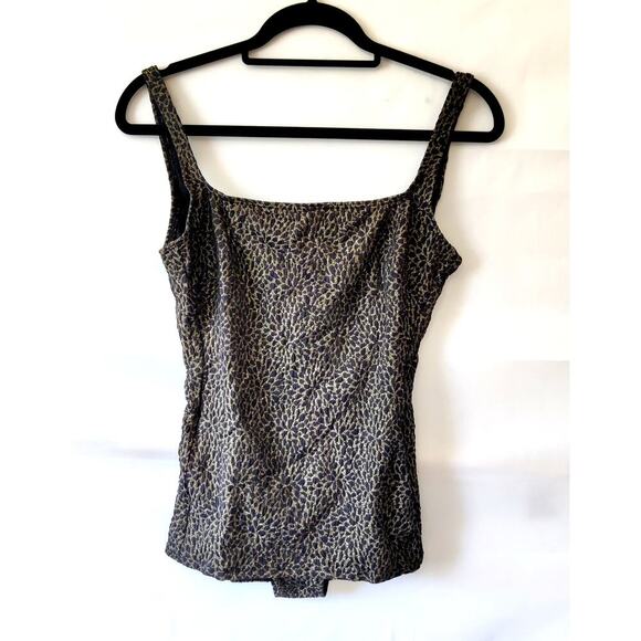 Andie One Piece Swimsuit Jacquard Print Sz S Square Neck Black Gold Demi Moore - Picture 2 of 6